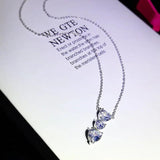 Three Heart Pendant Silver Necklace Bling CZ Zirconia Chain
