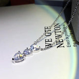 Three Heart Pendant Silver Necklace Bling CZ Zirconia Chain
