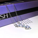 Three Heart Pendant Silver Necklace Bling CZ Zirconia Chain