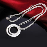 925 Silver Snake Chain Pendant Necklace Frosted Charm Jewelry