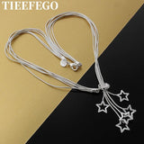925 Silver Star Pendant Necklace Glamour Jewelry Party Gift