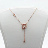 Geometric Tassel Necklace in 14K Rose Gold Plating