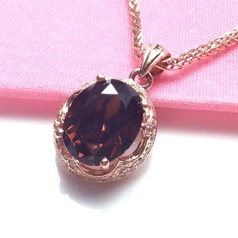 14k Rose Gold Oval Ruby Pendant Necklace Wedding Dinner Ladies Jewelry