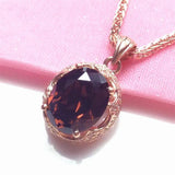 14k Rose Gold Oval Ruby Pendant Necklace Wedding Dinner Ladies Jewelry