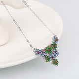 925 Silver Green Flower Pendant Chain Small Fresh Ladies Sweater Chain