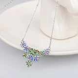 925 Silver Green Flower Pendant Chain Small Fresh Ladies Sweater Chain