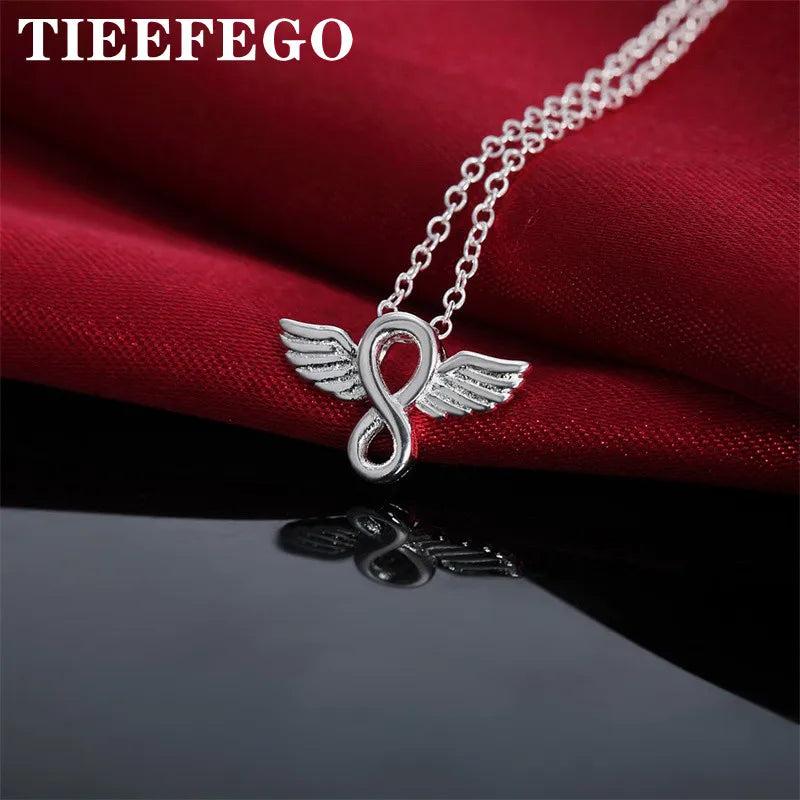 925 Silver Star Angel Wings Necklace Pendant Women Wedding Gift