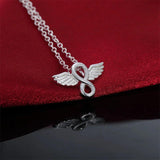 925 Silver Star Angel Wings Necklace Pendant Women Wedding Gift