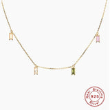925 Silver Colorful CZ Rainbow Choker Necklace