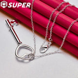 925 Silver Heart Key Pendant Necklace 16-30 inch Snake Chain