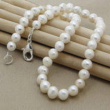 8mm Natural Pearl 925 Sterling Silver Chain Necklace Woman Engagement Wedding