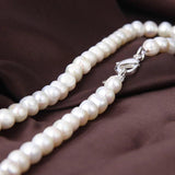 8mm Natural Pearl 925 Sterling Silver Chain Necklace Woman Engagement Wedding