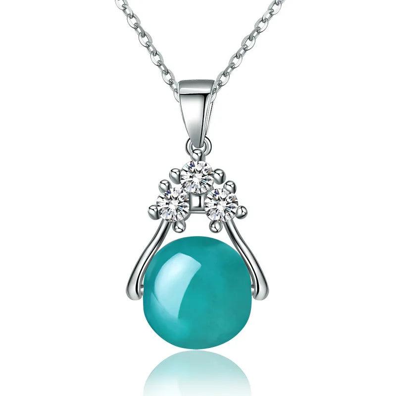 925 Silver Necklace with Round Zircon Pendant for Women