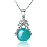 925 Silver Necklace with Round Zircon Pendant for Women