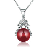 925 Silver Necklace with Round Zircon Pendant for Women