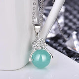 925 Silver Necklace with Round Zircon Pendant for Women