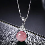 925 Silver Necklace with Round Zircon Pendant for Women