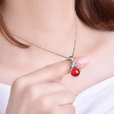 925 Silver Necklace with Round Zircon Pendant for Women