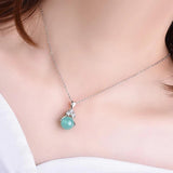 925 Silver Necklace with Round Zircon Pendant for Women