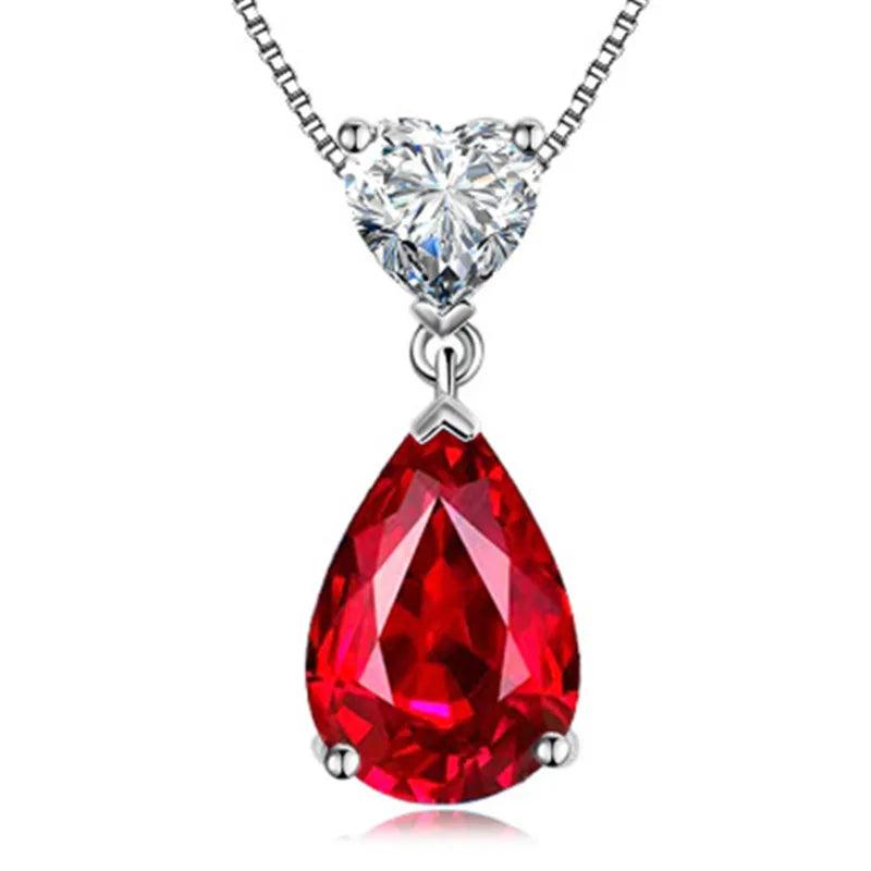 925 Silver Water Drop Sapphire Zircon Pendant