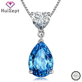925 Silver Water Drop Sapphire Zircon Pendant