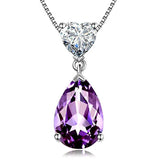 925 Silver Water Drop Sapphire Zircon Pendant