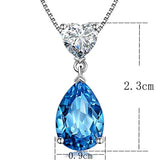 925 Silver Water Drop Sapphire Zircon Pendant