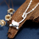 925 Silver Cat Pendant Necklace Choker Gift Jewelry