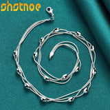 925 Silver Snake Chain Beaded Necklace 18 Inch