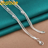 925 Silver Snake Chain Beaded Necklace 18 Inch