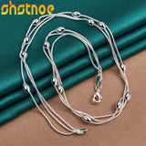 925 Silver Snake Chain Beaded Necklace 18 Inch