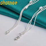 925 Silver Snake Chain Beaded Necklace 18 Inch
