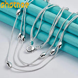 925 Silver Snake Chain Beaded Necklace 18 Inch