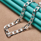 925 Silver 8mm Side Chain Necklace Men Women Wedding Jewelry