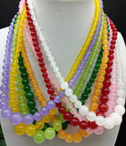 Multicolor 6-14mm Jade Bead Tower Necklace Ladies Jewelry