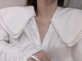 14K Bowknot Pendant Necklace Zircon Stone Fashion Jewelry