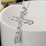 925 Silver Zircon Cross Necklace Women's Charm Engagement Party Gift
