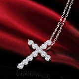925 Silver Zircon Cross Necklace Women's Charm Engagement Party Gift