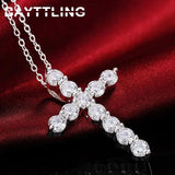 925 Silver Zircon Cross Necklace Women's Charm Engagement Party Gift