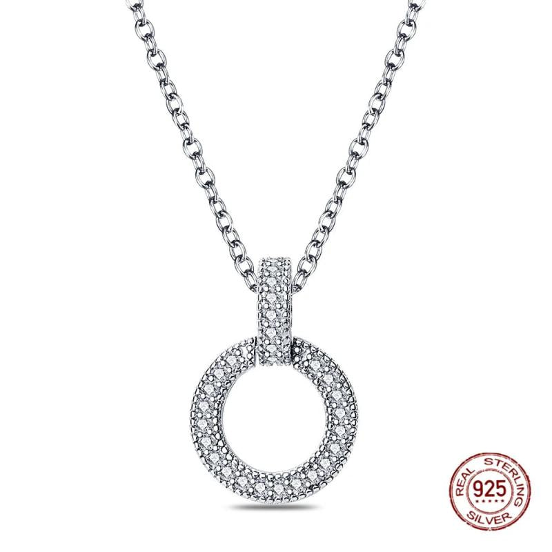 Silver 925 Double Ring Pendant Necklace for Women