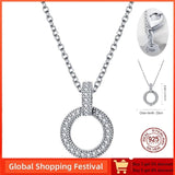 Silver 925 Double Ring Pendant Necklace for Women