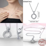 Silver 925 Double Ring Pendant Necklace for Women