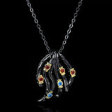 Women's 925 Silver Necklace Irregular Tree Vine Pendant Colored Zircon Jewelry