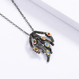 Women's 925 Silver Necklace Irregular Tree Vine Pendant Colored Zircon Jewelry