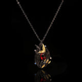 925 Silver Necklace Red Zircon Women Pendant Enamel Jewelry