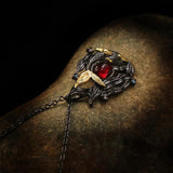 925 Silver Necklace Red Zircon Women Pendant Enamel Jewelry