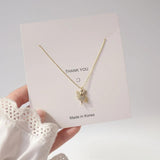 CZ Angel Pendant Necklace 14K Plated Crystal Chain Delicate Jewelry