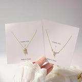 CZ Angel Pendant Necklace 14K Plated Crystal Chain Delicate Jewelry