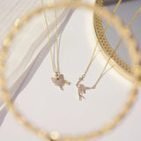 CZ Angel Pendant Necklace 14K Plated Crystal Chain Delicate Jewelry