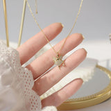 CZ Angel Pendant Necklace 14K Plated Crystal Chain Delicate Jewelry